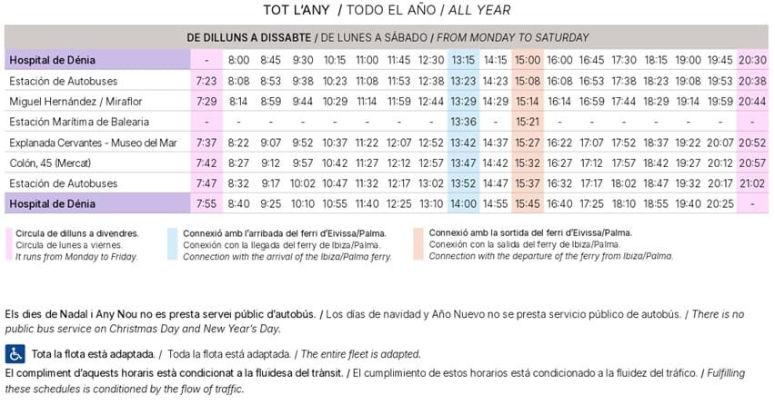 Horarios Línea violeta L1 Hospital de Denia Horarios línea violeta L1 Hospital de Denia