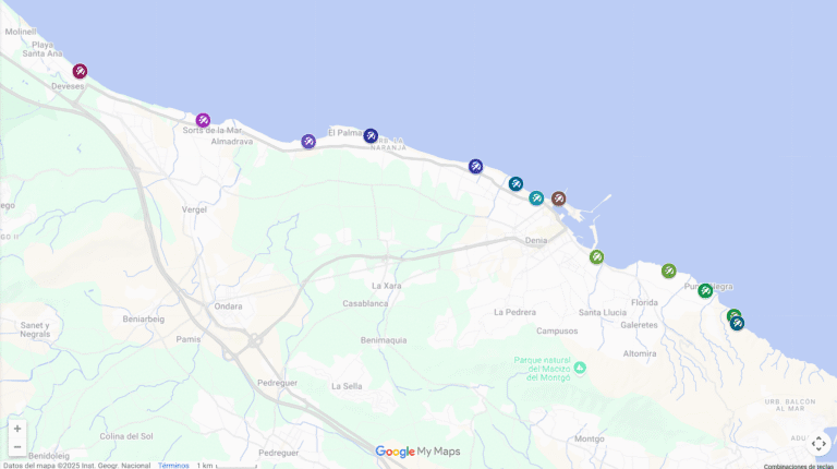 Mapa de las playas de Denia interactivo