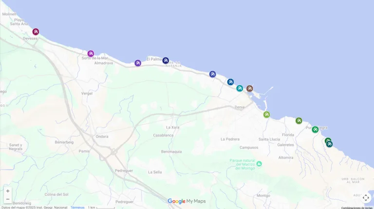 Mapa de las playas de Denia interactivo