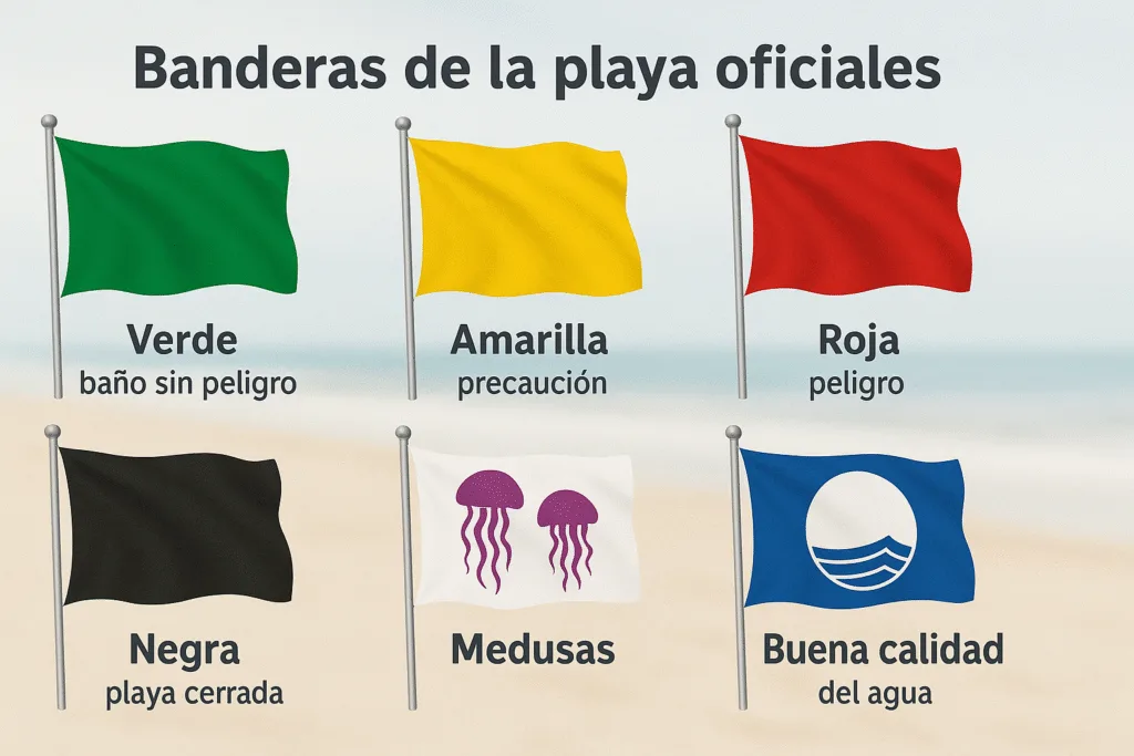 explicación de las banderas que hay en las playas de Denia