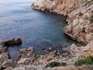 La cala del Aigua Dolç Denia panoramica desde arriba