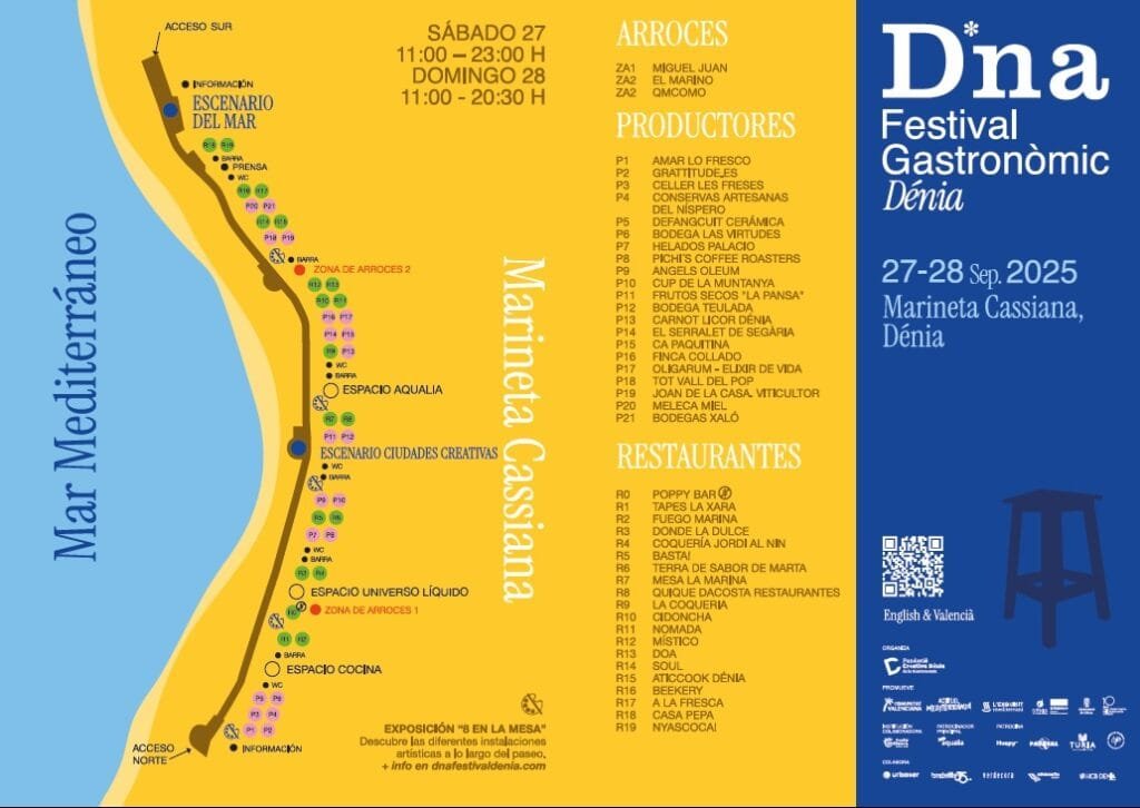 Mapa del DNA festival gastronómico 2025 Dénia